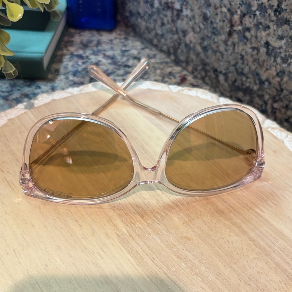 Michael Kors Transparent Sunglasses with Gold-Tinted Lenses - Picture 10 of 11